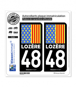 48 Lozère - Drapeau Ajusté | Autocollant et plaque immatriculation