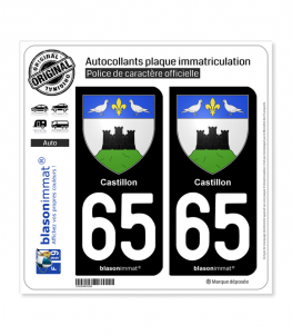 65 Castillon - Armoiries | Autocollant plaque immatriculation