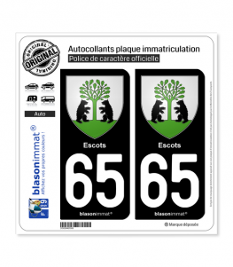 65 Escots - Armoiries | Autocollant plaque immatriculation
