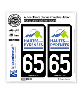65 Hautes-Pyrénées - Département | Autocollant plaque immatriculation