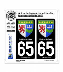 65 Mazères-de-Neste - Armoiries | Autocollant plaque immatriculation