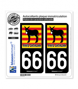66 Pays Catalan - Burro Drapé | Autocollant plaque immatriculation