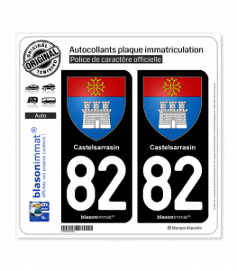 82 Castelsarrasin - Armoiries | Autocollant plaque immatriculation