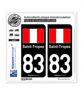 83 Saint-Tropez - Drapeau | Autocollant plaque immatriculation