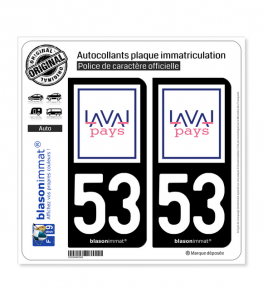 53 Laval - Pays | Autocollant plaque immatriculation (fond noir)