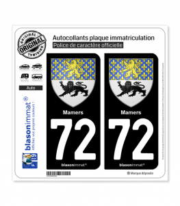 72 Mamers - Armoiries | Autocollant plaque immatriculation