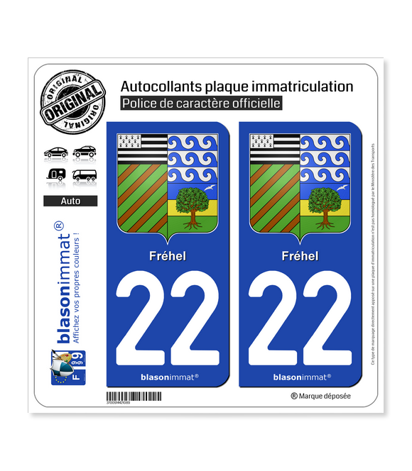 22 Fréhel - Armoiries | Autocollant plaque immatriculation