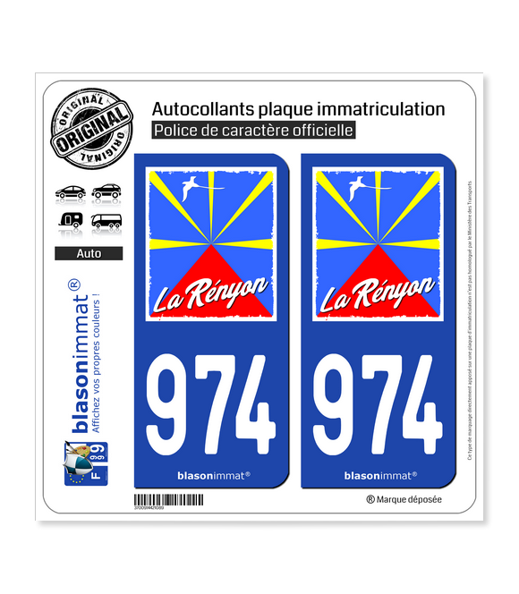 Stickers Noir Full Black Lot De 4 Autocollants Plaques FULL BLACK Style F 974 Pour Pare Brise 682698