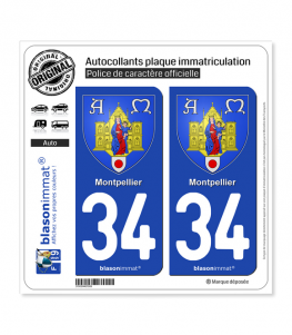 34 Montpellier - Armoiries | Autocollant plaque immatriculation