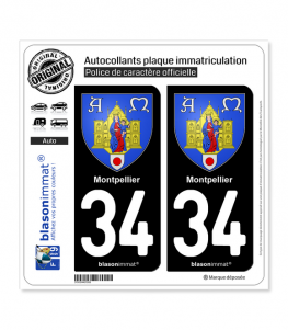 34 Montpellier - Armoiries | Autocollant plaque immatriculation