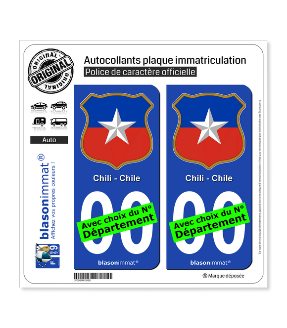 Chili - Blason | Autocollant plaque immatriculation
