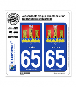 65 Lourdes - Armoiries | Autocollant plaque immatriculation