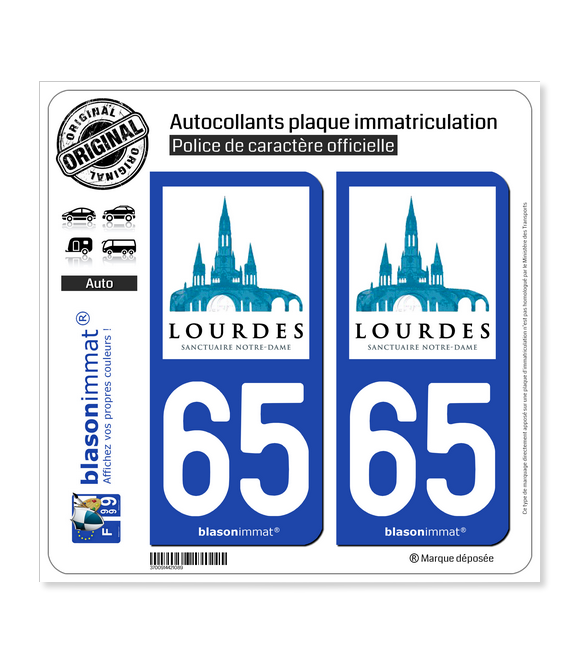 65 Lourdes - Notre Dame | Autocollant plaque immatriculation