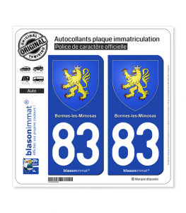 83 Bormes-les-Mimosas - Armoiries | Autocollant plaque immatriculation