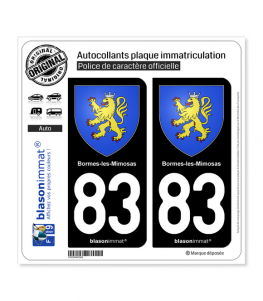 83 Bormes-les-Mimosas - Armoiries | Autocollant plaque immatriculation