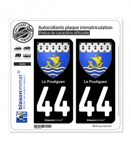44 Le Pouliguen - Armoiries | Autocollant plaque immatriculation