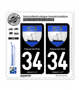 34 Palavas-les-Flots - Armoiries | Autocollant plaque immatriculation