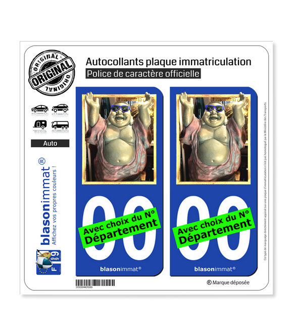 Bouddha - Bienheureux | Autocollant plaque immatriculation