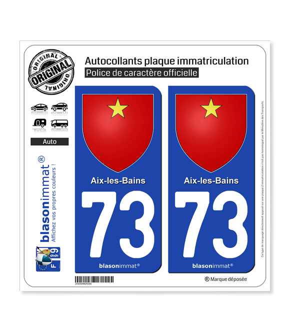 73 Aix-les-Bains - Armoiries | Autocollant et plaque immatriculation