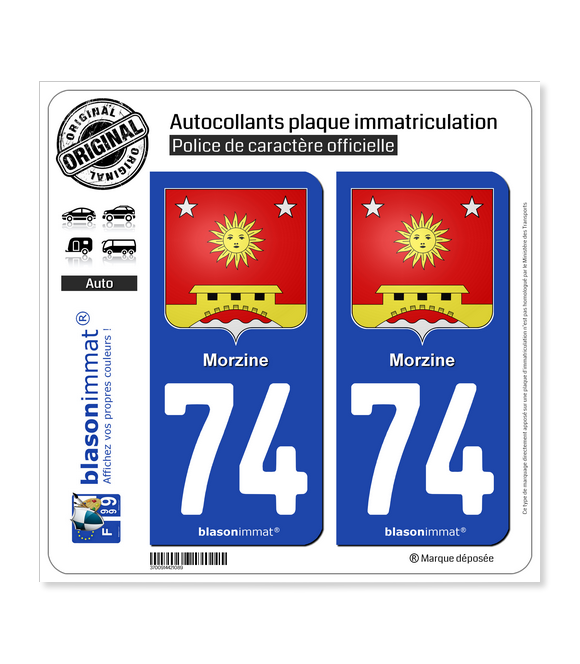 74 Morzine - Armoiries | Autocollant plaque immatriculation