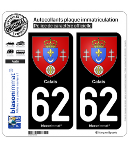 62 Calais - Armoiries | Autocollant plaque immatriculation