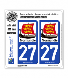 27 Normandie - Drakkar 3 Léopards | Autocollant plaque immatriculation