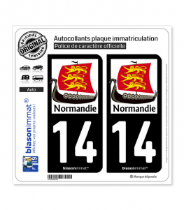 14 Normandie - Drakkar 3 Léopards | Autocollant plaque immatriculation