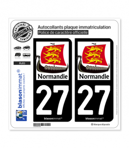 27 Normandie - Drakkar 3 Léopards | Autocollant plaque immatriculation