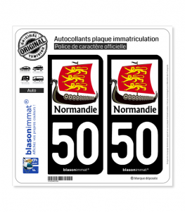 50 Normandie - Drakkar 3 Léopards | Autocollant plaque immatriculation