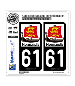 61 Normandie - Drakkar 3 Léopards | Autocollant plaque immatriculation