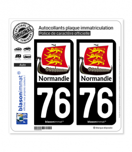 76 Normandie - Drakkar 3 Léopards | Autocollant plaque immatriculation