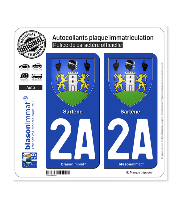 Autocollant Département 2A Corse Du Sud - Sticker Immatriculation Écologique 10x4.5cm