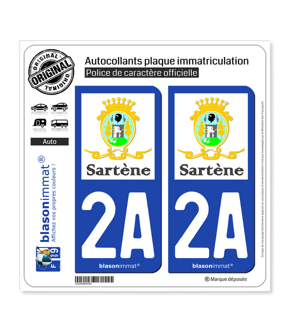 2A Sartène - Cità | Autocollant plaque immatriculation