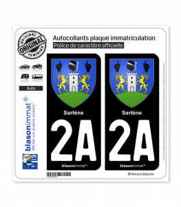 2A Sartène - Armoiries | Autocollant plaque immatriculation
