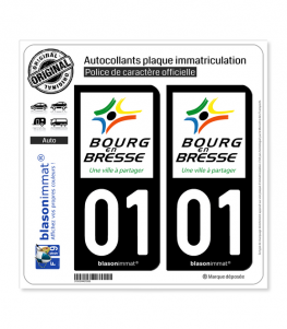 01 Bourg-en-Bresse - Ville | Autocollant plaque immatriculation