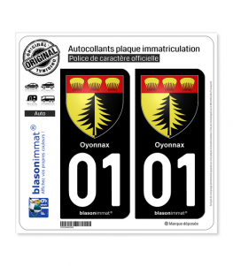 01 Oyonnax - Armoiries | Autocollant plaque immatriculation