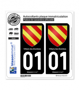 01 Villars-les-Dombes - Armoiries | Autocollant plaque immatriculation