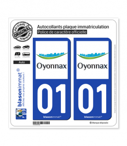 01 Oyonnax - Ville | Autocollant plaque immatriculation