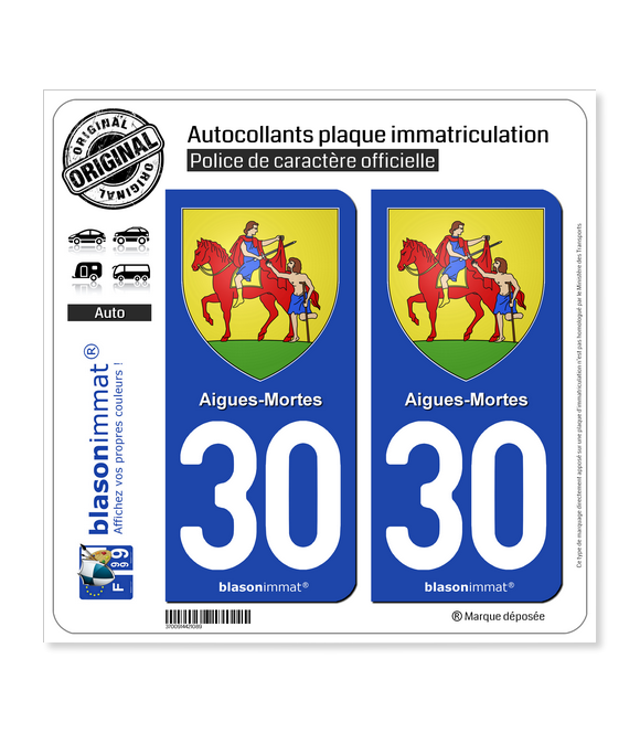 30 Aigues-Mortes - Armoiries | Autocollant plaque immatriculation