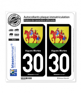 30 Aigues-Mortes - Armoiries | Autocollant plaque immatriculation