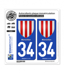34 Marseillan - Armoiries | Autocollant plaque immatriculation