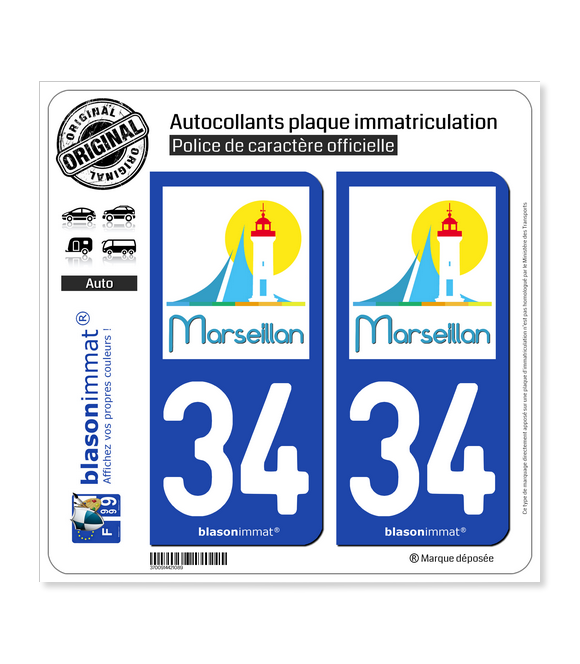 34 Marseillan - Tourisme | Autocollant plaque immatriculation