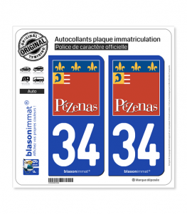 34 Pézenas - Ville | Autocollant plaque immatriculation