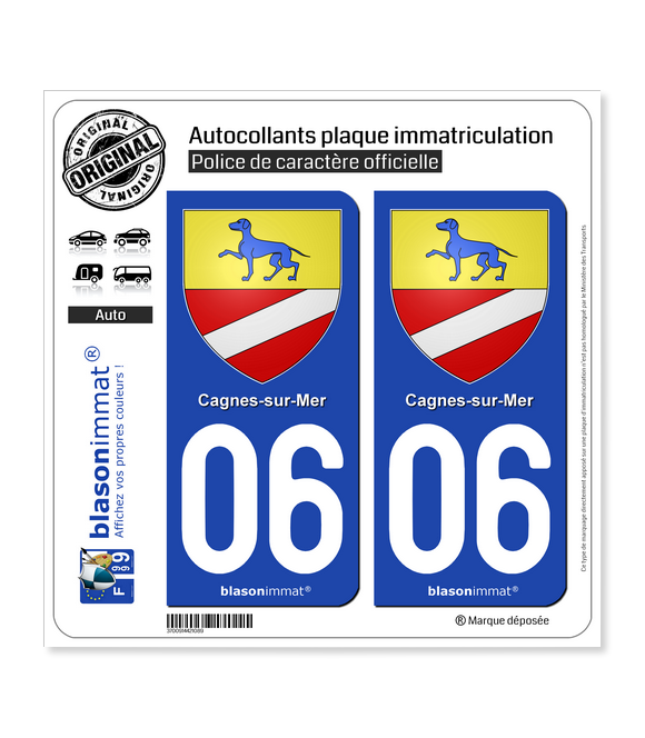 06 Cagnes-sur-Mer - Armoiries | Autocollant plaque immatriculation