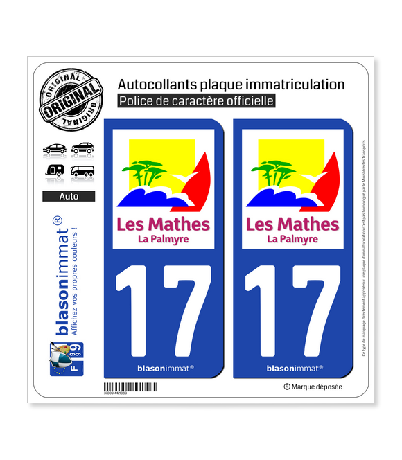 17 Les Mathes - Ville | Autocollant plaque immatriculation