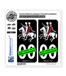 Cavaliers des Templiers | Autocollant plaque immatriculation (Fond Noir)