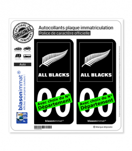 All Blacks | Autocollant plaque immatriculation (Fond Noir)