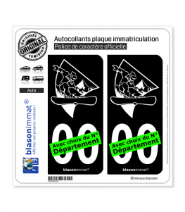 Snowboarder | Autocollant plaque immatriculation (Fond Noir)