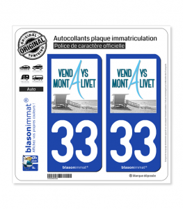 33 Vendays-Montalivet - Ville | Autocollant plaque immatriculation