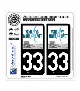 33 Vendays-Montalivet - Ville | Autocollant plaque immatriculation